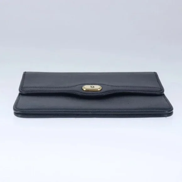 Christian Dior Chain Shoulder Bag Leather Navy Gold Auth yk16101 - Picture 6 of 16